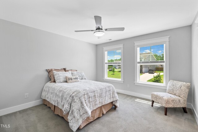 8341 Running Fern Way, Willow Springs, NC 27592 - bedroom with light colored carpet and a ceiling fan