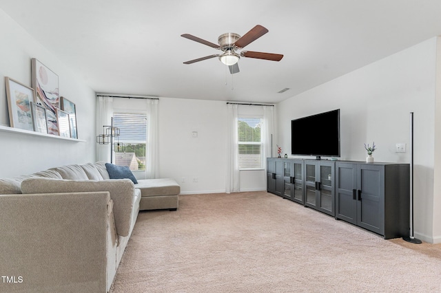 543 Callandale Ln, Durham, NC 27703 - living area featuring ceiling fan and carpet flooring