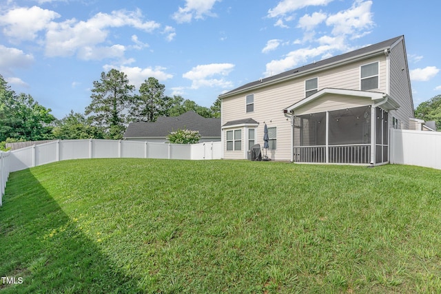543 Callandale Ln, Durham, NC 27703 - back of house featuring a sunroom and a fenced backyard