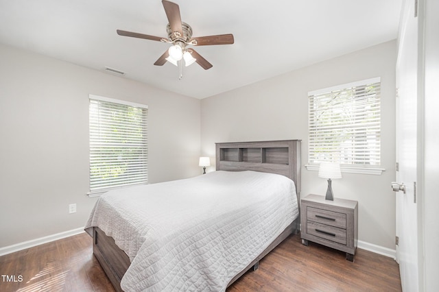 200 Old Spring Hill Ln, Fuquay Varina, NC 27526 - bedroom with dark wood-style flooring and a ceiling fan