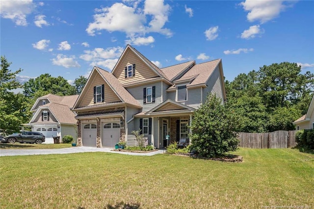 50 Turner Mathews Ct, Spring Lake, NC 28390 - craftsman-style home with concrete driveway, a garage, and stone siding