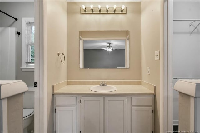 2012 Cobblestone Pl, Fayetteville, NC 28304 - bathroom with vanity and a ceiling fan