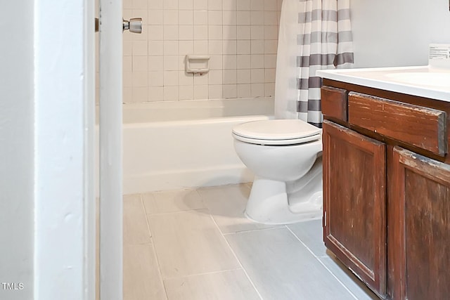 5810 Shady Grove Cir, Raleigh, NC 27609 - bathroom with tile patterned flooring, vanity, and shower / tub combo with curtain