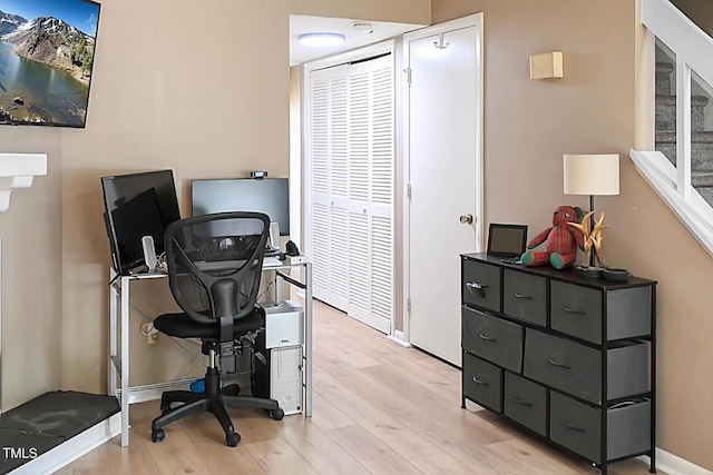 5810 Shady Grove Cir, Raleigh, NC 27609 - home office featuring light wood-style floors and baseboards