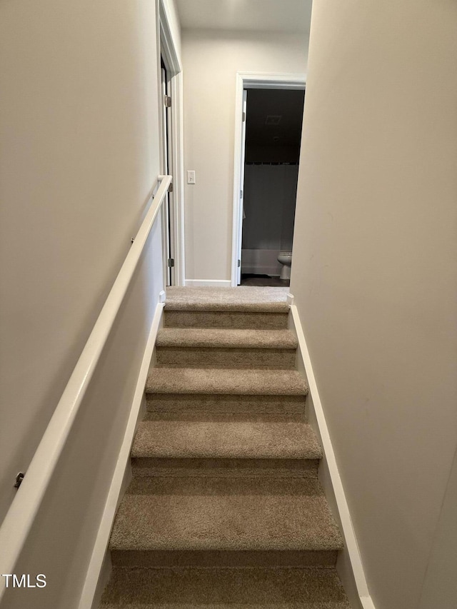 4500 Black Drum Dr, Raleigh, NC 27616 - stairway featuring carpet flooring