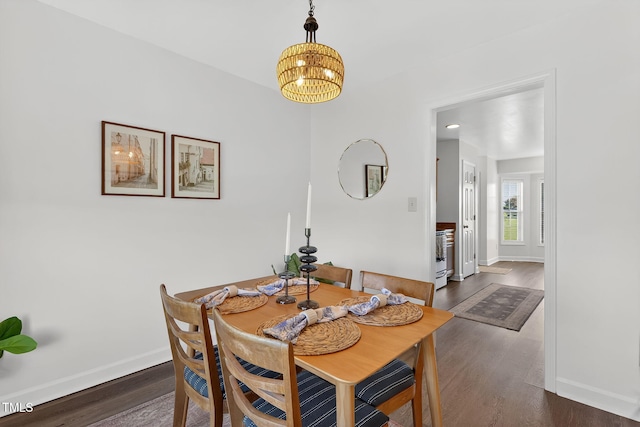 108 Hudson Dr, Princeton, NC 27569 - dining area featuring a chandelier and dark wood-style flooring