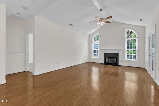 4622 Ludwell Branch Ct, Raleigh, NC 27612 - unfurnished living room with wood finished floors, a ceiling fan, and a fireplace