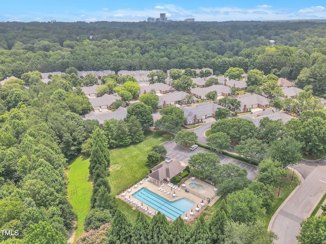 4622 Ludwell Branch Ct, Raleigh, NC 27612 - drone / aerial view of a heavily wooded area and a pool