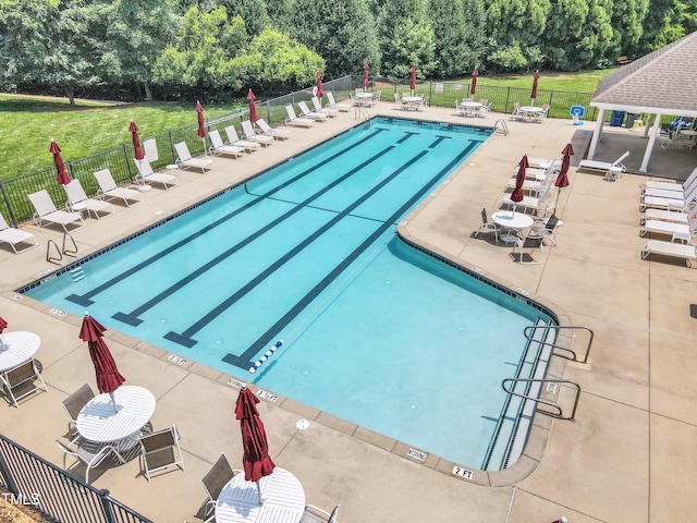 4622 Ludwell Branch Ct, Raleigh, NC 27612 - community pool featuring a patio area, view of scattered trees, and a gazebo