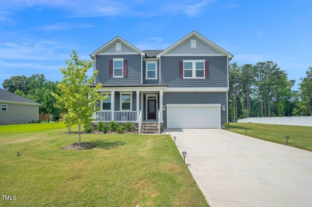 1505 Willow Landing Way, Willow Springs, NC 27592 - craftsman-style house with a porch, a garage, and concrete driveway