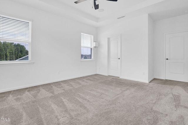 1505 Willow Landing Way, Willow Springs, NC 27592 - unfurnished room with ceiling fan, carpet flooring, and a tray ceiling