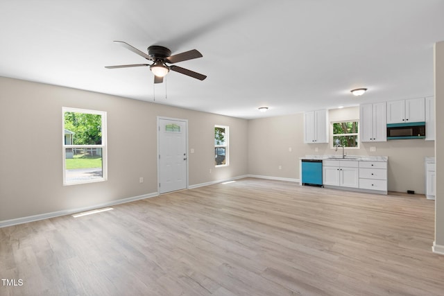 810 Williams St, Burlington, NC 27217 - unfurnished living room featuring light wood-type flooring and a ceiling fan