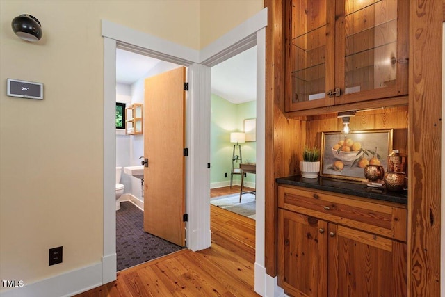 3213 Mid Pines Rd, Raleigh, NC 27606 - hall with light wood-type flooring and baseboards