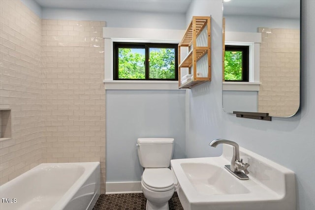 3213 Mid Pines Rd, Raleigh, NC 27606 - full bath with tile patterned flooring and washtub / shower combination