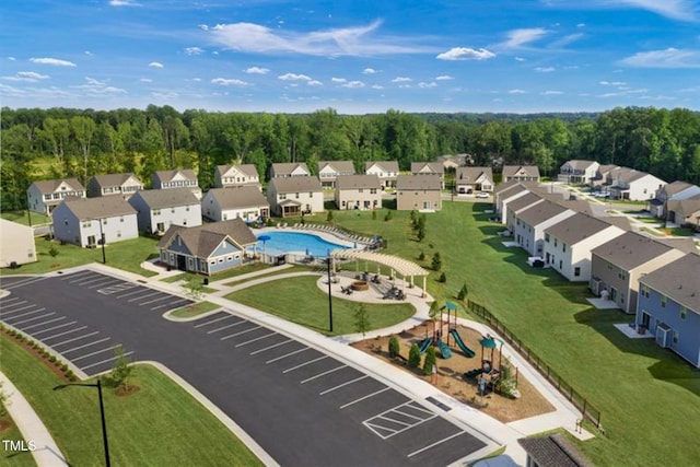 1437 Indigo Creek Dr, Zebulon, NC 27597 - aerial view of residential area with a pool area