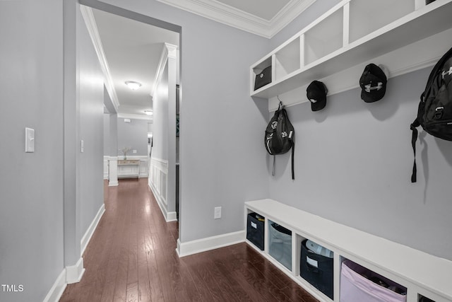 184 Elgin Ct, Burlington, NC 27215 - mudroom with ornamental molding and dark wood-type flooring