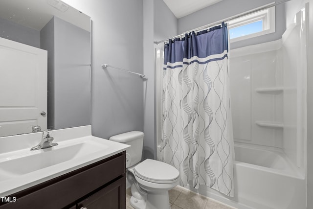 184 Elgin Ct, Burlington, NC 27215 - full bath featuring vanity, shower / tub combo with curtain, and tile patterned flooring