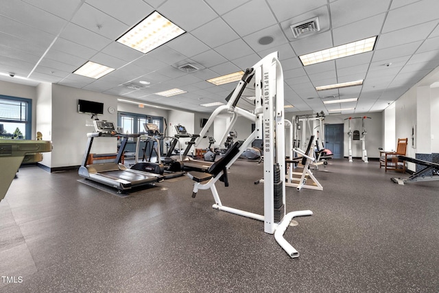 184 Elgin Ct, Burlington, NC 27215 - exercise room featuring a paneled ceiling