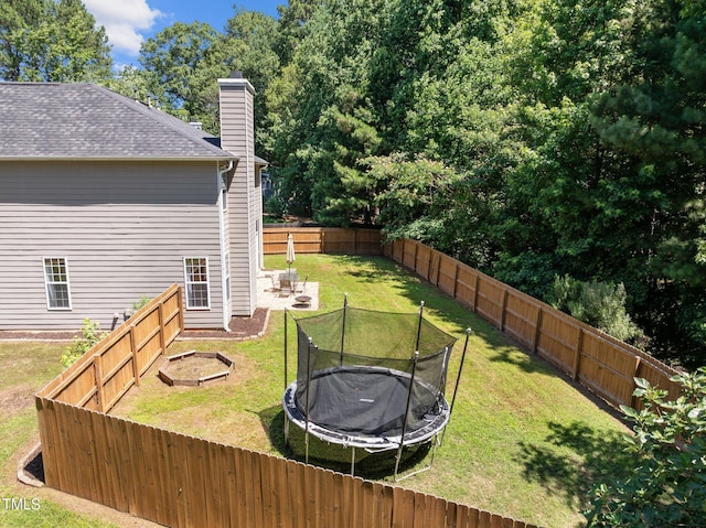 110 Bonhill Ct, Apex, NC 27502 - fenced backyard with a trampoline
