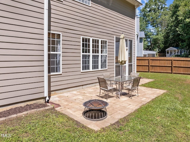 110 Bonhill Ct, Apex, NC 27502 - view of patio featuring an outdoor fire pit and outdoor dining space