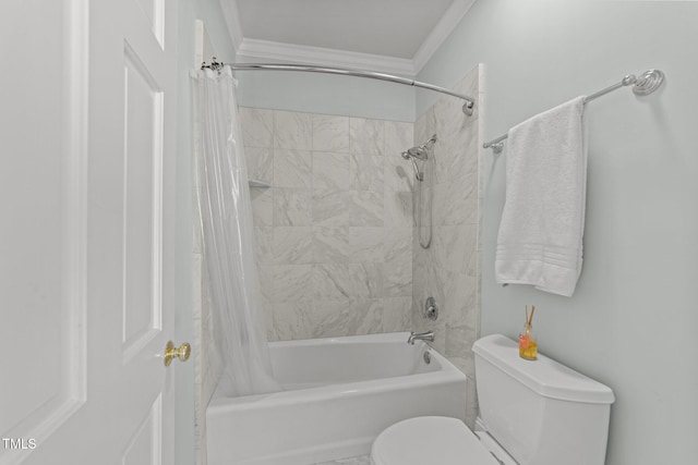 1105 Tazwell Pl, Raleigh, NC 27612 - bathroom with shower / bath combination with curtain and crown molding