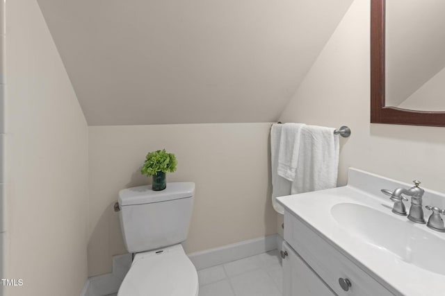 1105 Tazwell Pl, Raleigh, NC 27612 - half bathroom featuring vaulted ceiling and vanity