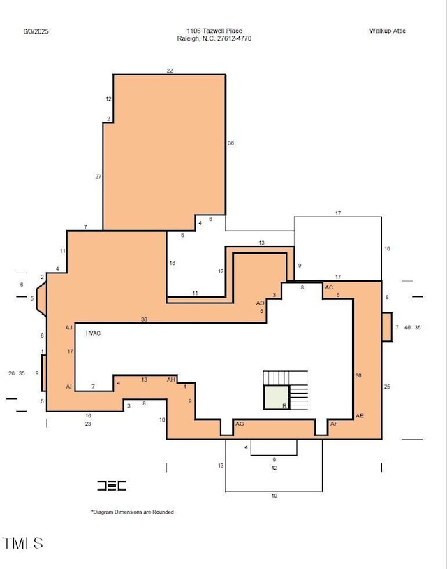 1105 Tazwell Pl, Raleigh, NC 27612 - view of floor plan / room layout
