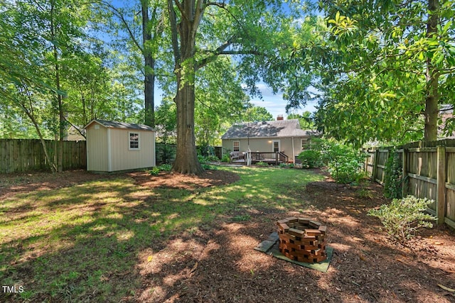 2504 State St, Durham, NC 27704 - fenced backyard with a wooden deck and a storage shed