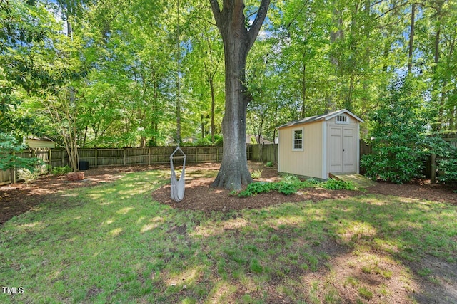 2504 State St, Durham, NC 27704 - fenced backyard with a storage shed and view of wooded area