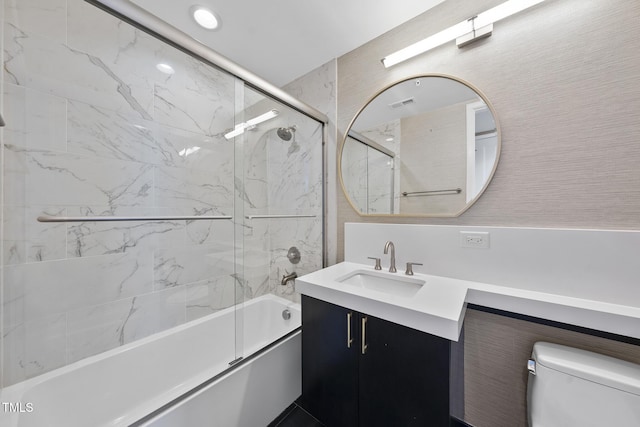 122 N Harrington St Unit 1025, Raleigh, NC 27603 - bathroom with vanity and bath / shower combo with glass door