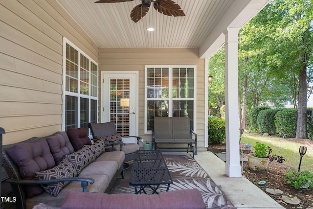 621 Aylestone Dr, Cary, NC 27519 - view of patio with a ceiling fan and outdoor lounge area