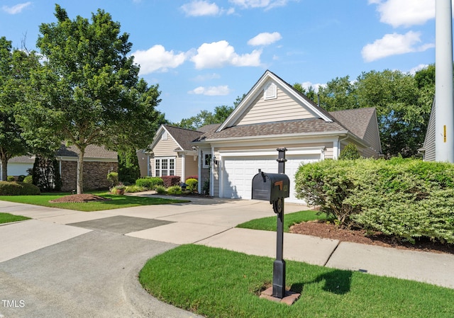 621 Aylestone Dr, Cary, NC 27519 - view of front of house featuring concrete driveway, an attached garage, a shingled roof, and a front lawn