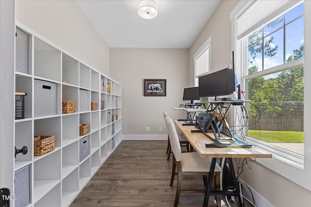 1809 Bowling Rd, Fuquay Varina, NC 27526 - home office featuring dark wood-style floors and baseboards