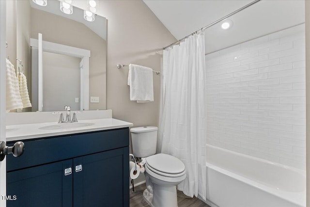 1809 Bowling Rd, Fuquay Varina, NC 27526 - bathroom featuring vanity, shower / bath combo, and wood finished floors