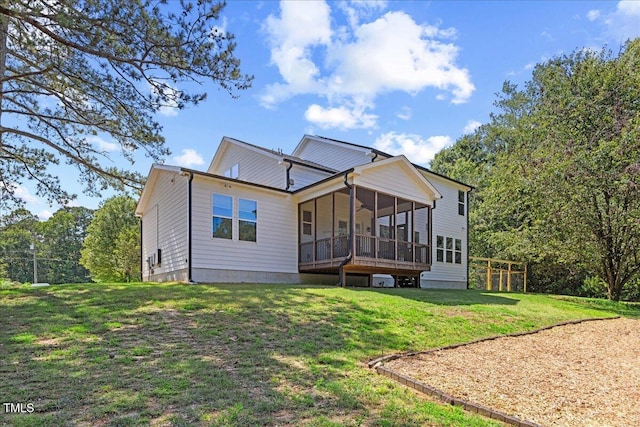 1809 Bowling Rd, Fuquay Varina, NC 27526 - rear view of property with a sunroom and a yard
