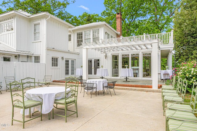 7920 E Washington St, Mebane, NC 27302 - view of patio featuring french doors, outdoor dining area, and a pergola
