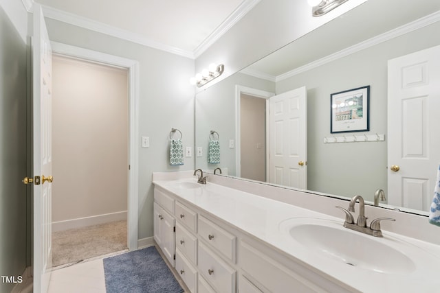 4309 Omni Pl, Raleigh, NC 27613 - bathroom featuring double vanity and ornamental molding