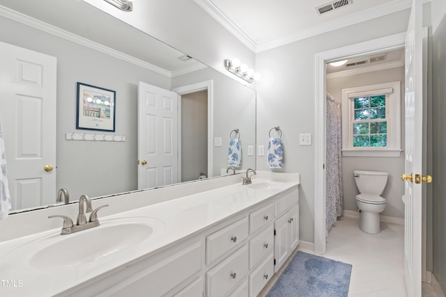 4309 Omni Pl, Raleigh, NC 27613 - full bath with double vanity, crown molding, and tile patterned flooring