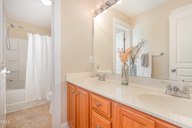 605 Bellefont Ct, Knightdale, NC 27545 - bathroom with double vanity and shower / bath combo