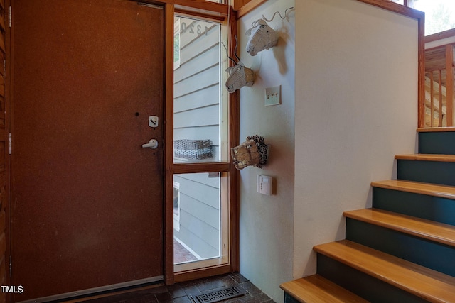 1320 Shepherd St, Durham, NC 27707 - entryway with stone finish flooring and stairway