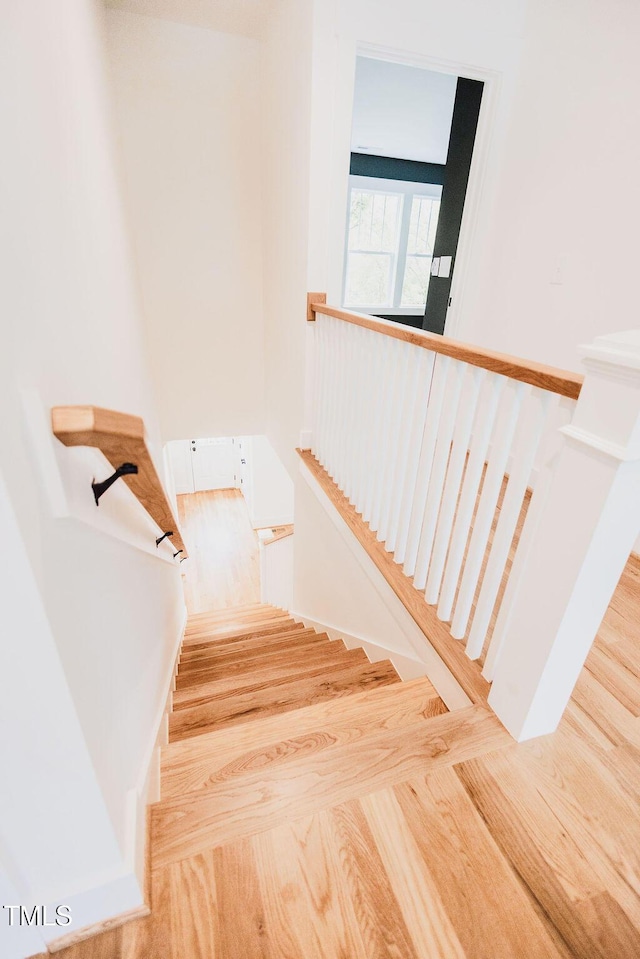 415 E Lavender Ave, Durham, NC 27704 - staircase with wood finished floors