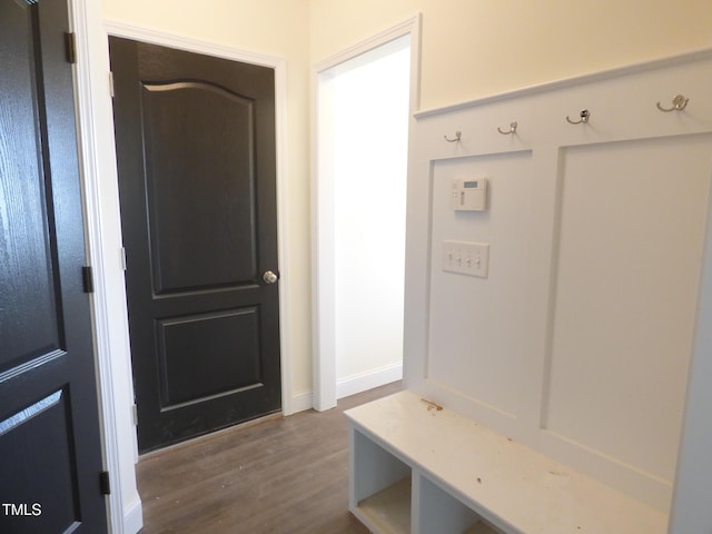 776 Shadetree Rd, Benson, NC 27504 - mudroom with dark wood-style flooring and baseboards