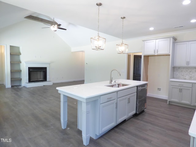 776 Shadetree Rd, Benson, NC 27504 - kitchen featuring stainless steel dishwasher, light countertops, recessed lighting, a ceiling fan, and backsplash