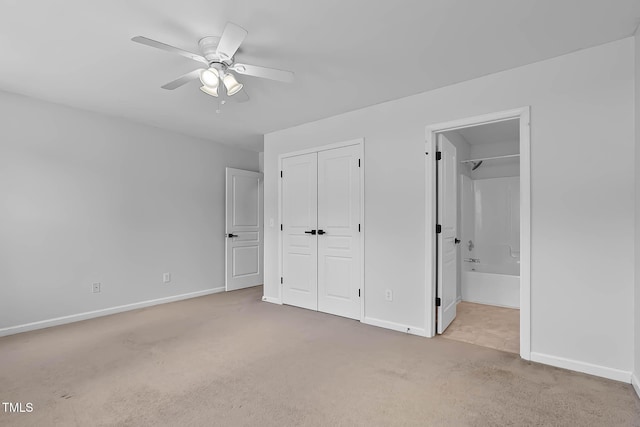 4536 Sugarbend Way, Raleigh, NC 27606 - unfurnished bedroom with carpet flooring, a closet, ensuite bath, and ceiling fan