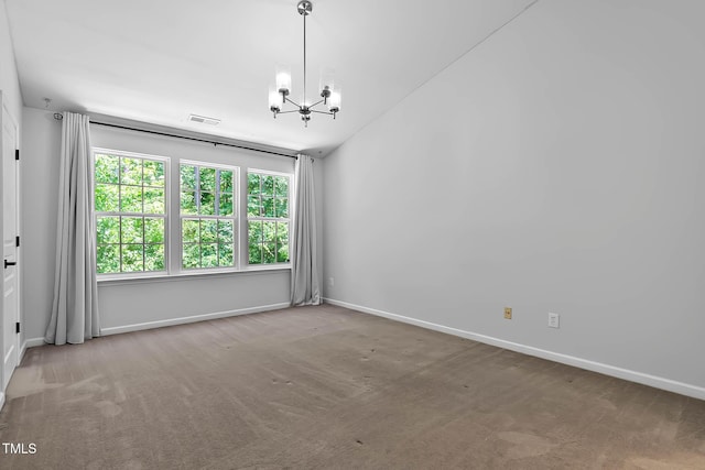 4536 Sugarbend Way, Raleigh, NC 27606 - spare room with a chandelier and carpet floors