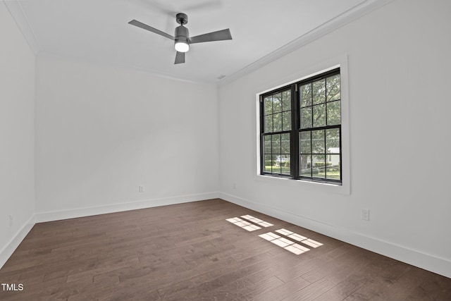 1317 Fay St, Durham, NC 27701 - unfurnished room with ornamental molding, dark wood-style floors, and ceiling fan