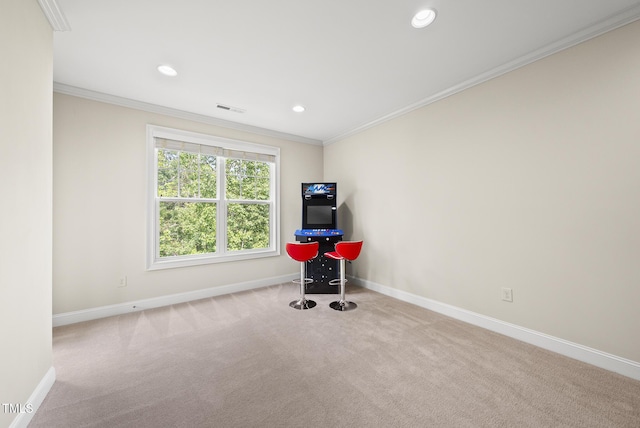 610 Chronicle Dr, Cary, NC 27513 - empty room featuring crown molding, carpet, and recessed lighting