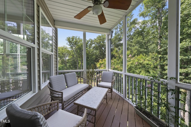 610 Chronicle Dr, Cary, NC 27513 - sunroom with ceiling fan and an outdoor hangout area