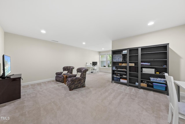 610 Chronicle Dr, Cary, NC 27513 - living area with carpet, an office area, and recessed lighting