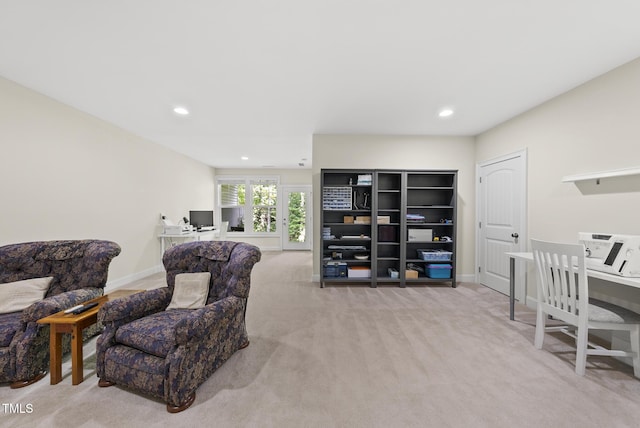 610 Chronicle Dr, Cary, NC 27513 - sitting room featuring carpet floors, a desk, and recessed lighting
